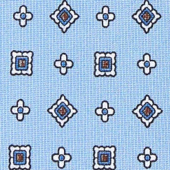 E.Marinella CRAVATTE|Cravatte In Seta Stampata|CRAVATTA SARTORIALE CLASSICA IN SETA AZZURRA Microfantasia fiore