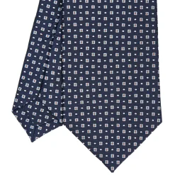 E.Marinella CRAVATTE|CRAVATTA SARTORIALE CLASSICA IN SETA BLU SCURO Microfantasia fiore