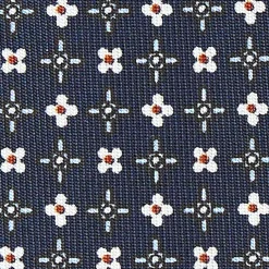 E.Marinella CRAVATTE|Cravatte In Seta Stampata|CRAVATTA SARTORIALE CLASSICA IN SETA BLU SCURO Microfantasia fiore