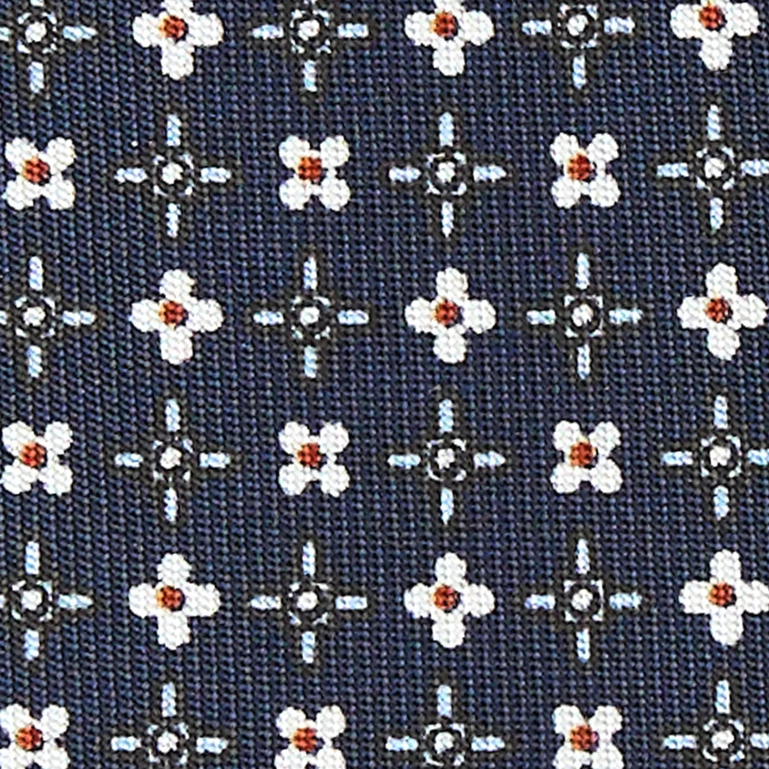 E.Marinella CRAVATTE|Cravatte In Seta Stampata|CRAVATTA SARTORIALE CLASSICA IN SETA BLU SCURO Microfantasia fiore