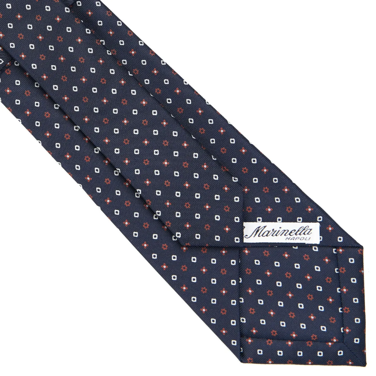 E.Marinella CRAVATTE|Cravatte In Seta Stampata|CRAVATTA SARTORIALE CLASSICA IN SETA BLU SCURO Microfantasia fiore