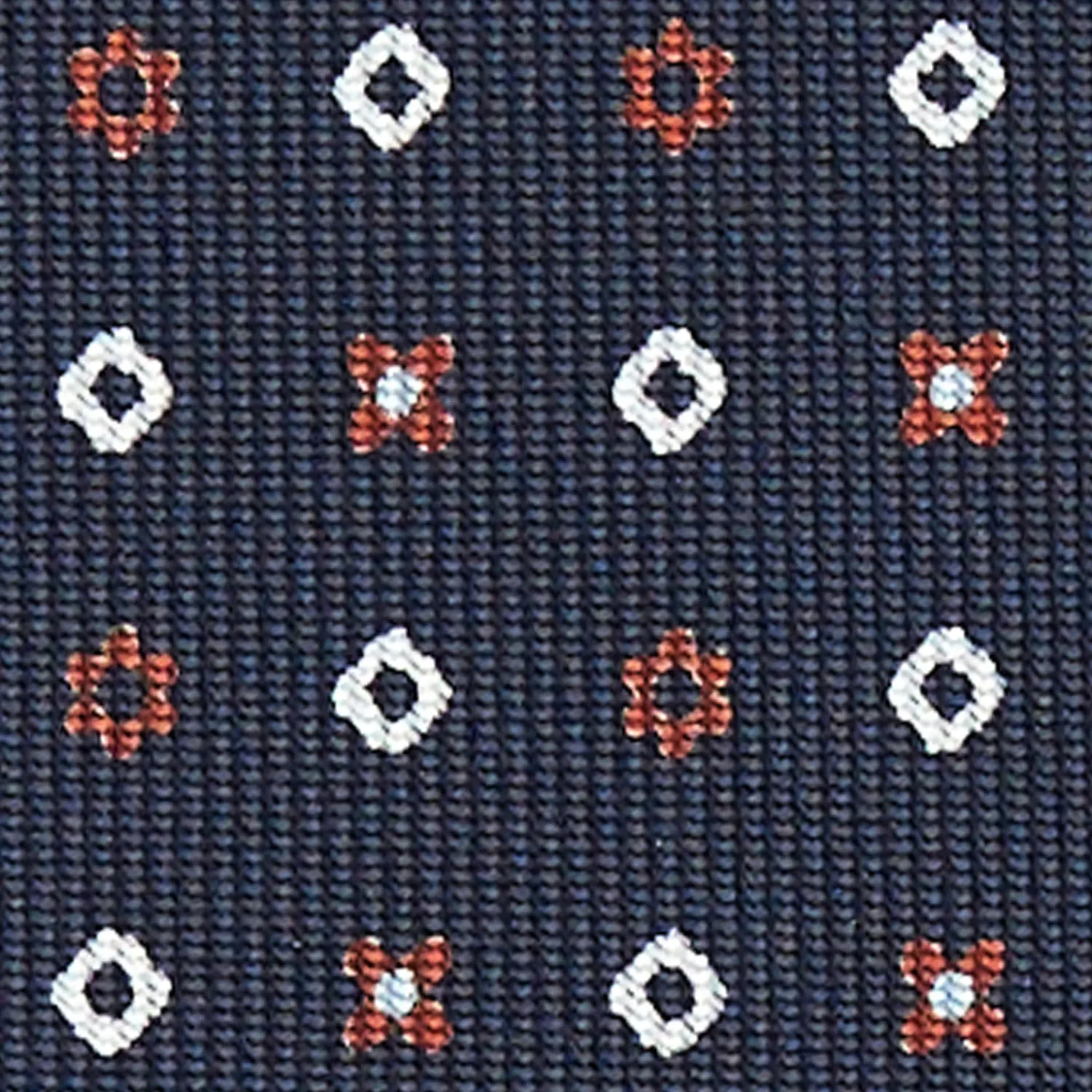 E.Marinella CRAVATTE|Cravatte In Seta Stampata|CRAVATTA SARTORIALE CLASSICA IN SETA BLU SCURO Microfantasia fiore
