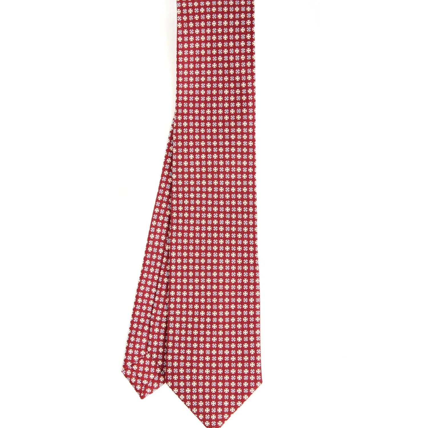 E.Marinella CRAVATTE|Cravatte In Seta Stampata|CRAVATTA SARTORIALE CLASSICA IN SETA BORDEAUX Microfantasia fiore