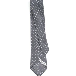E.Marinella CRAVATTE|CRAVATTA SARTORIALE CLASSICA IN SETA GRIGIO SCURO Microfantasia fiore
