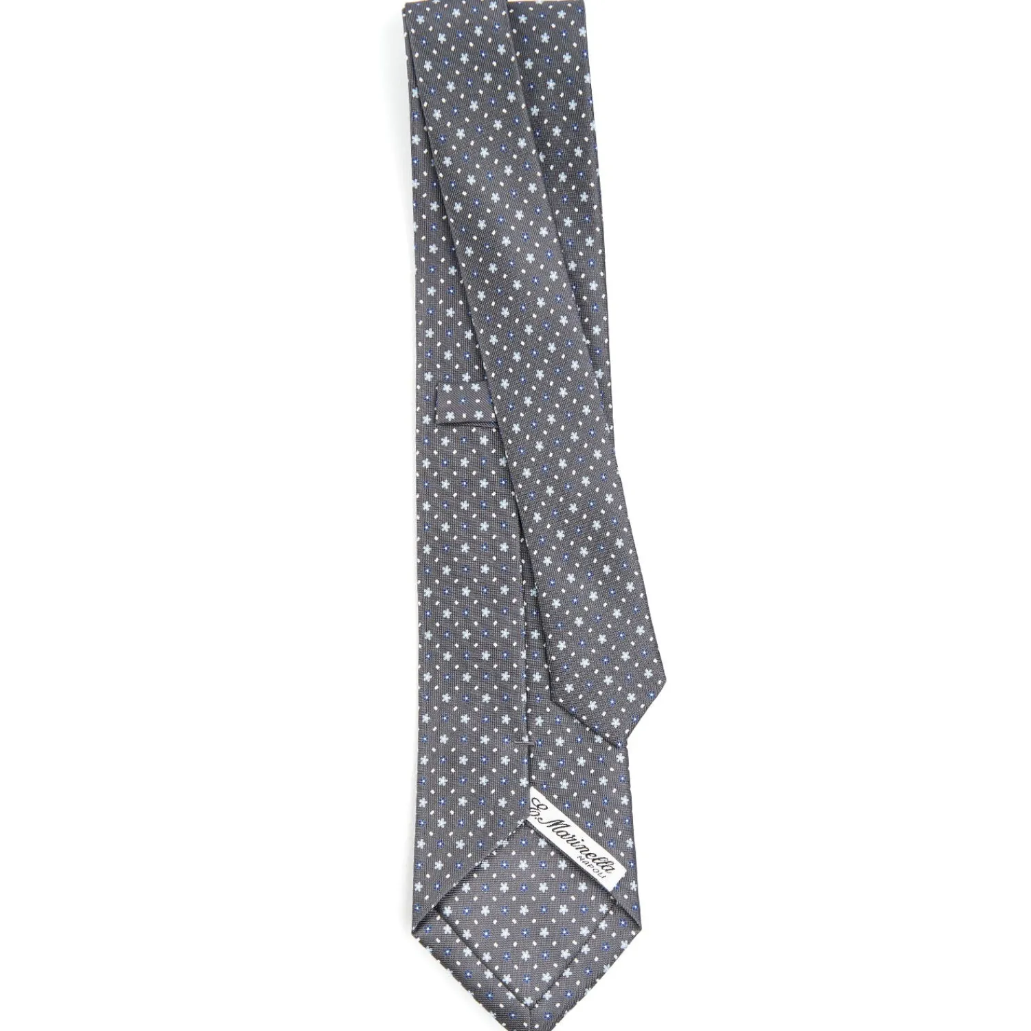 E.Marinella CRAVATTE|CRAVATTA SARTORIALE CLASSICA IN SETA GRIGIO SCURO Microfantasia fiore