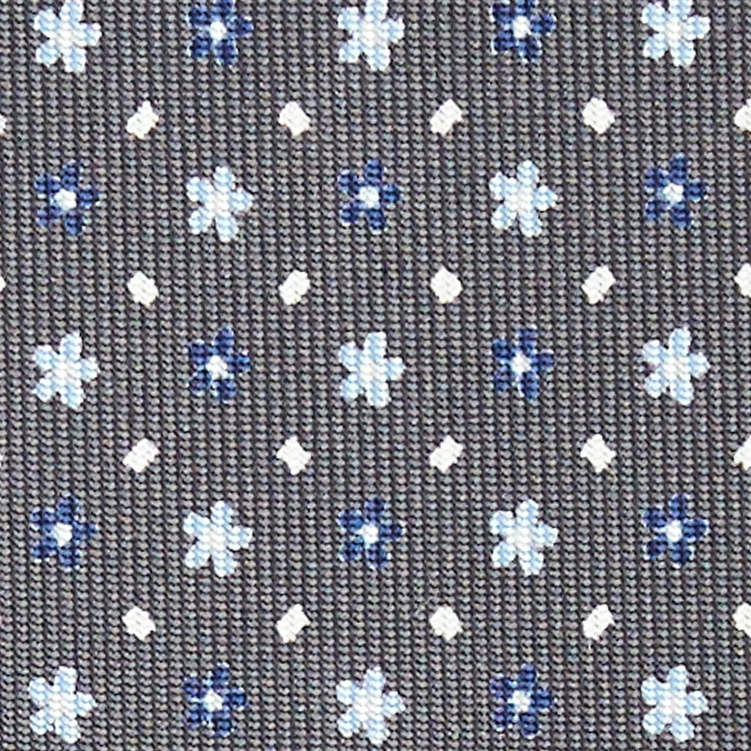 E.Marinella CRAVATTE|CRAVATTA SARTORIALE CLASSICA IN SETA GRIGIO SCURO Microfantasia fiore
