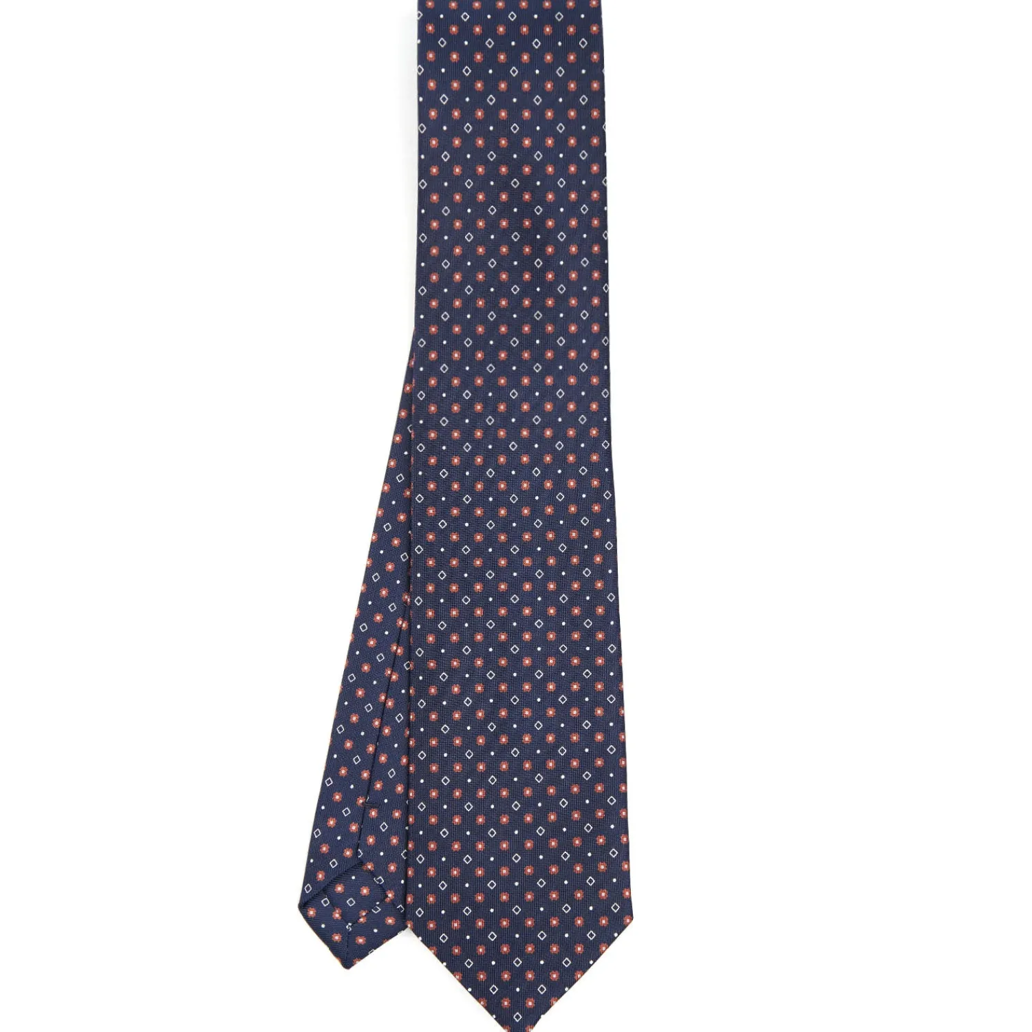 E.Marinella CRAVATTE|Cravatte In Seta Stampata|CRAVATTA SARTORIALE CLASSICA IN SETA BLU SCURO Microfantasia fiore