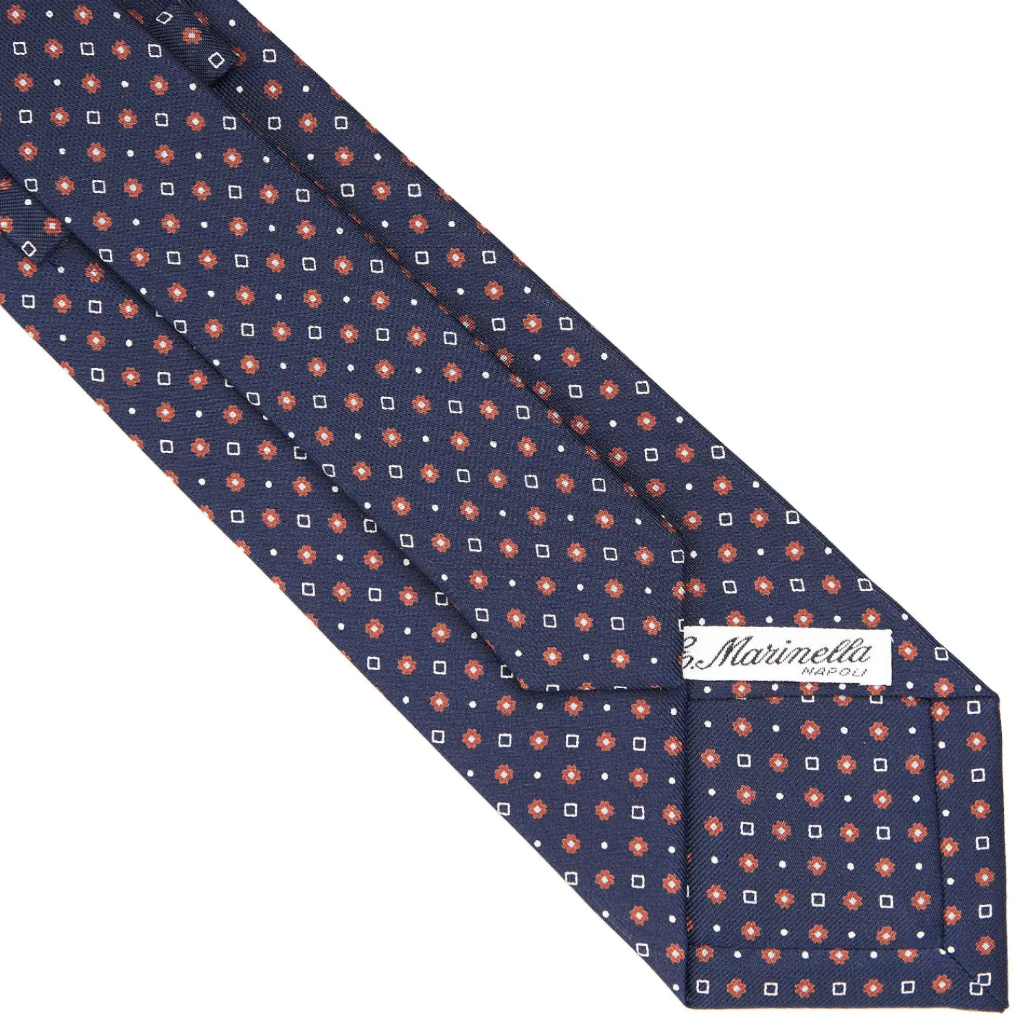 E.Marinella CRAVATTE|Cravatte In Seta Stampata|CRAVATTA SARTORIALE CLASSICA IN SETA BLU SCURO Microfantasia fiore