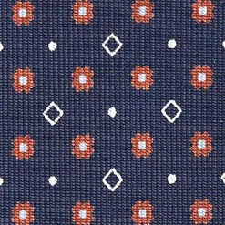 E.Marinella CRAVATTE|Cravatte In Seta Stampata|CRAVATTA SARTORIALE CLASSICA IN SETA BLU SCURO Microfantasia fiore