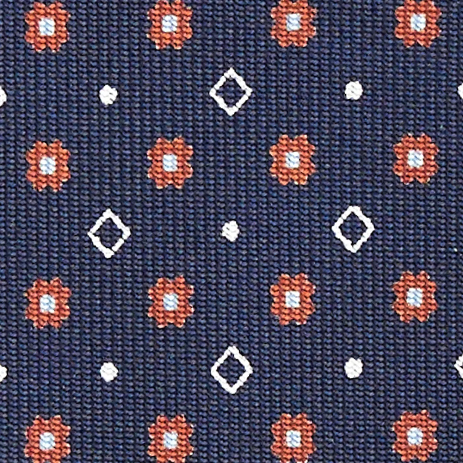 E.Marinella CRAVATTE|Cravatte In Seta Stampata|CRAVATTA SARTORIALE CLASSICA IN SETA BLU SCURO Microfantasia fiore