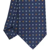 E.Marinella CRAVATTE|Cravatte In Seta Stampata|CRAVATTA SARTORIALE CLASSICA IN SETA BLU Microfantasia fiore
