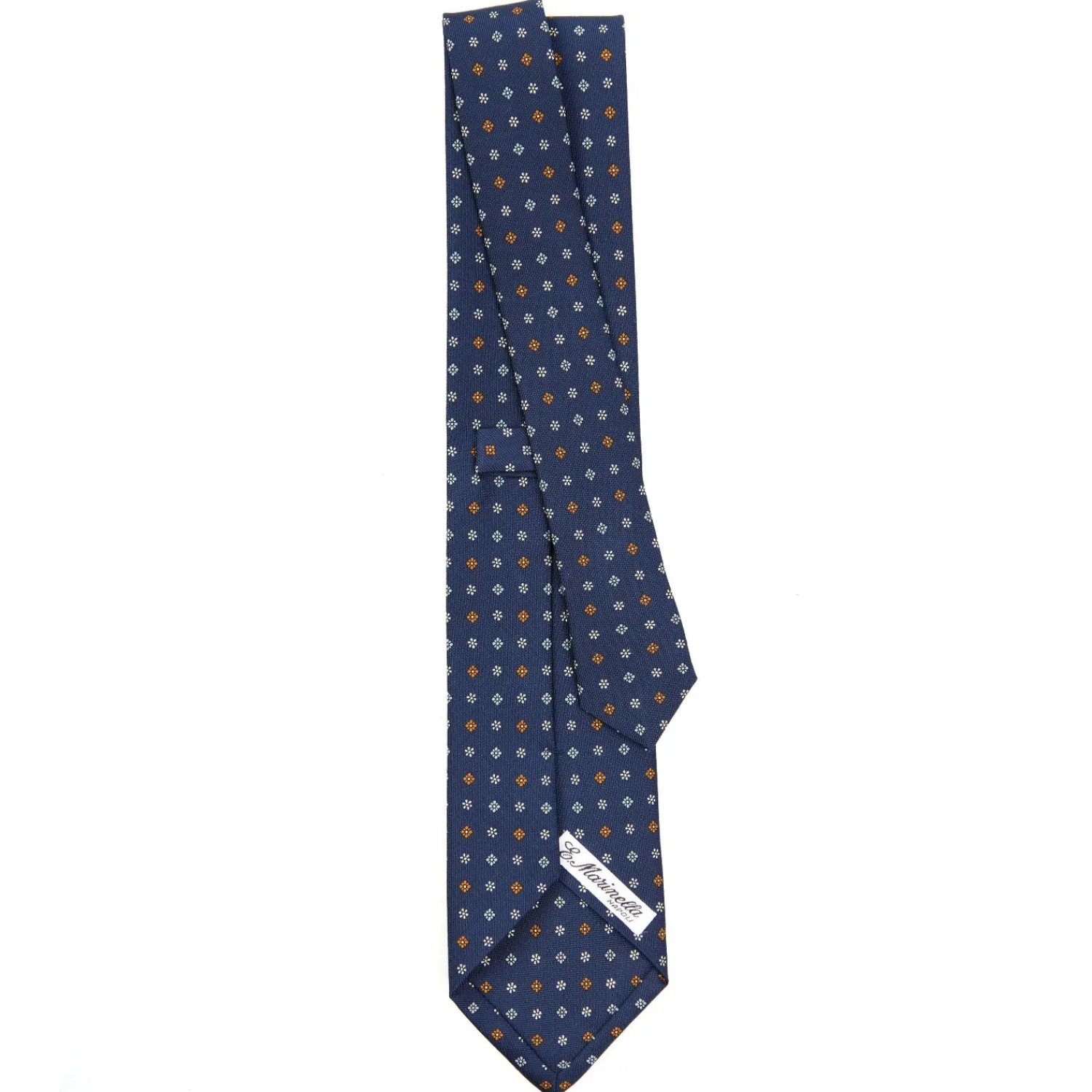E.Marinella CRAVATTE|Cravatte In Seta Stampata|CRAVATTA SARTORIALE CLASSICA IN SETA BLU Microfantasia fiore