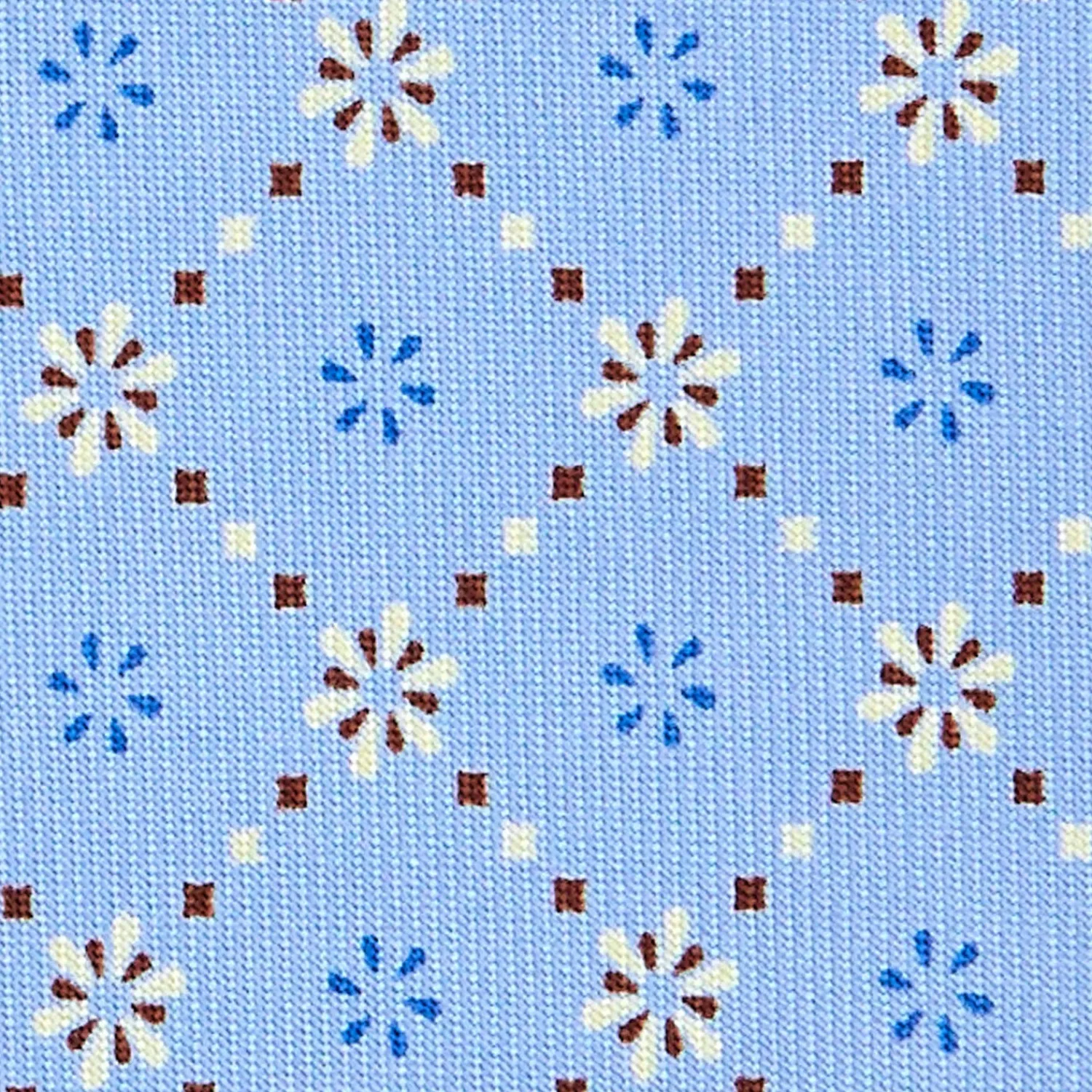 E.Marinella CRAVATTE|Cravatte In Seta Stampata|CRAVATTA SARTORIALE CLASSICA IN SETA AZZURRA Microfantasia fiore