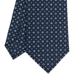 E.Marinella CRAVATTE|Cravatte In Seta Stampata|CRAVATTA SARTORIALE CLASSICA IN SETA BLU SCURO Microfantasia fiore