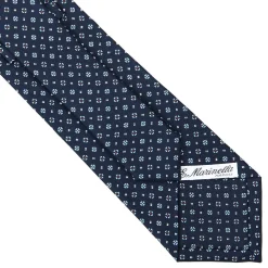 E.Marinella CRAVATTE|Cravatte In Seta Stampata|CRAVATTA SARTORIALE CLASSICA IN SETA BLU SCURO Microfantasia fiore