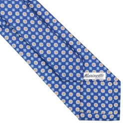 E.Marinella CRAVATTE|Cravatte In Seta Stampata|CRAVATTA SARTORIALE CLASSICA IN SETA BLU Microfantasia fiore