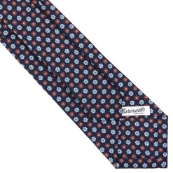 E.Marinella CRAVATTE|Cravatte In Seta Stampata|CRAVATTA SARTORIALE CLASSICA IN SETA BLU SCURO Microfantasia fiore