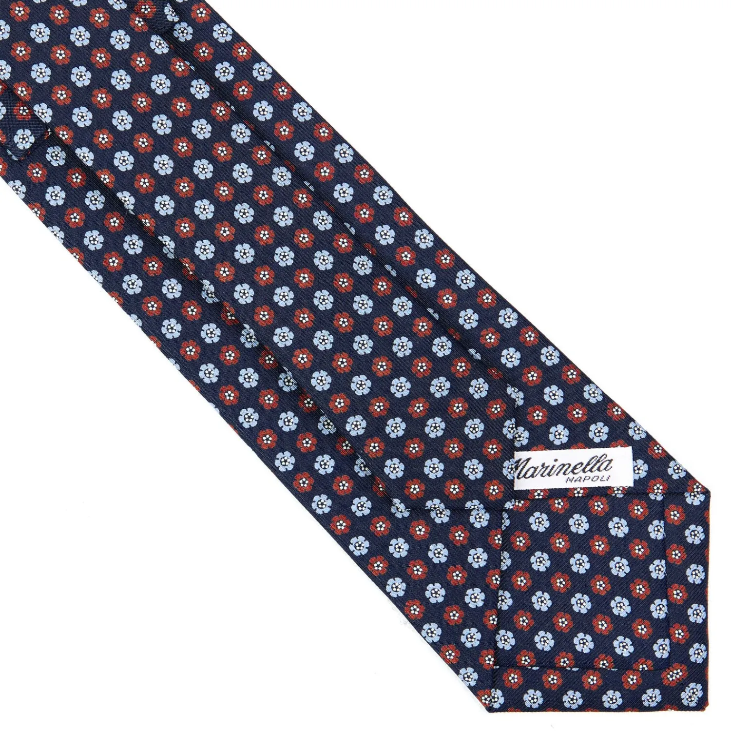 E.Marinella CRAVATTE|Cravatte In Seta Stampata|CRAVATTA SARTORIALE CLASSICA IN SETA BLU SCURO Microfantasia fiore
