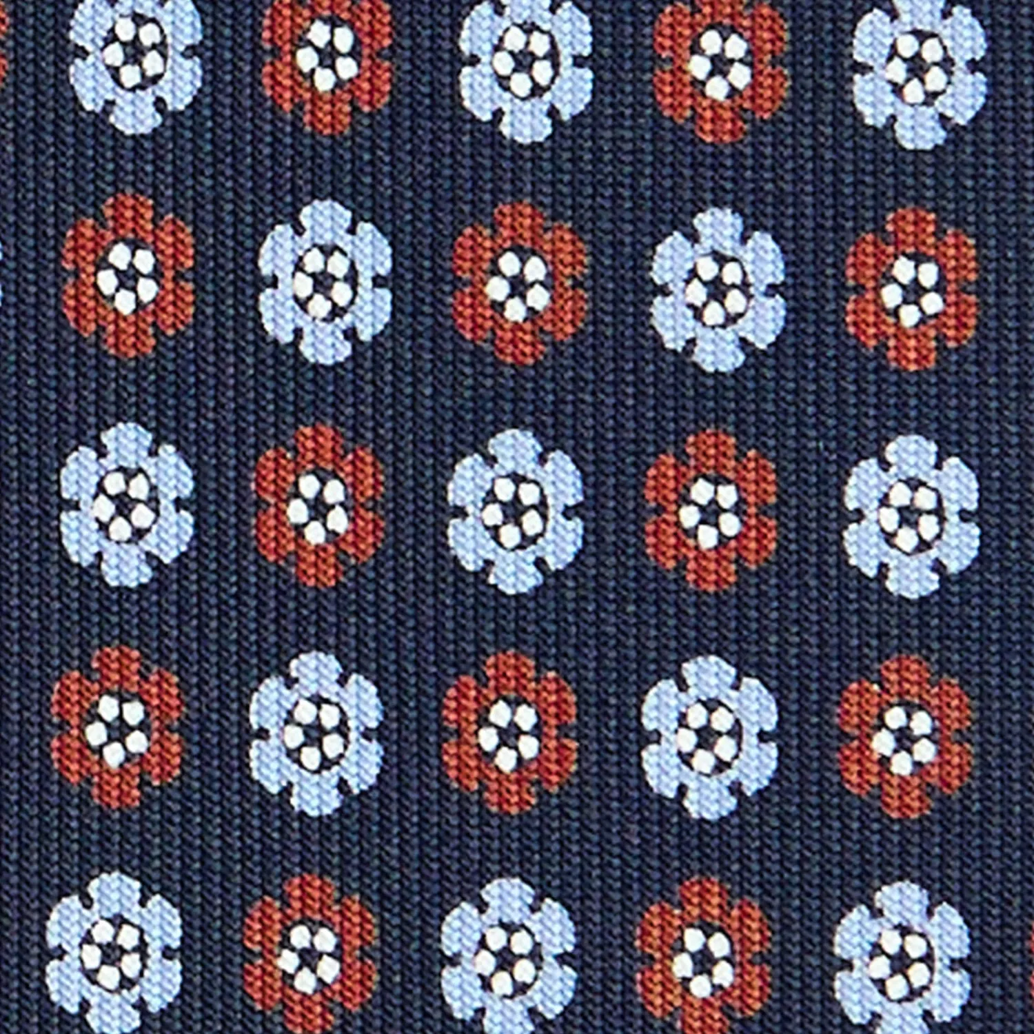 E.Marinella CRAVATTE|Cravatte In Seta Stampata|CRAVATTA SARTORIALE CLASSICA IN SETA BLU SCURO Microfantasia fiore