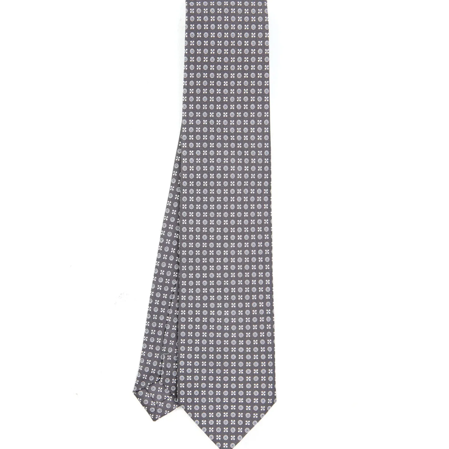 E.Marinella CRAVATTE|Cravatte In Seta Stampata|CRAVATTA SARTORIALE CLASSICA IN SETA GRIGIO SCURO Microfantasia fiore