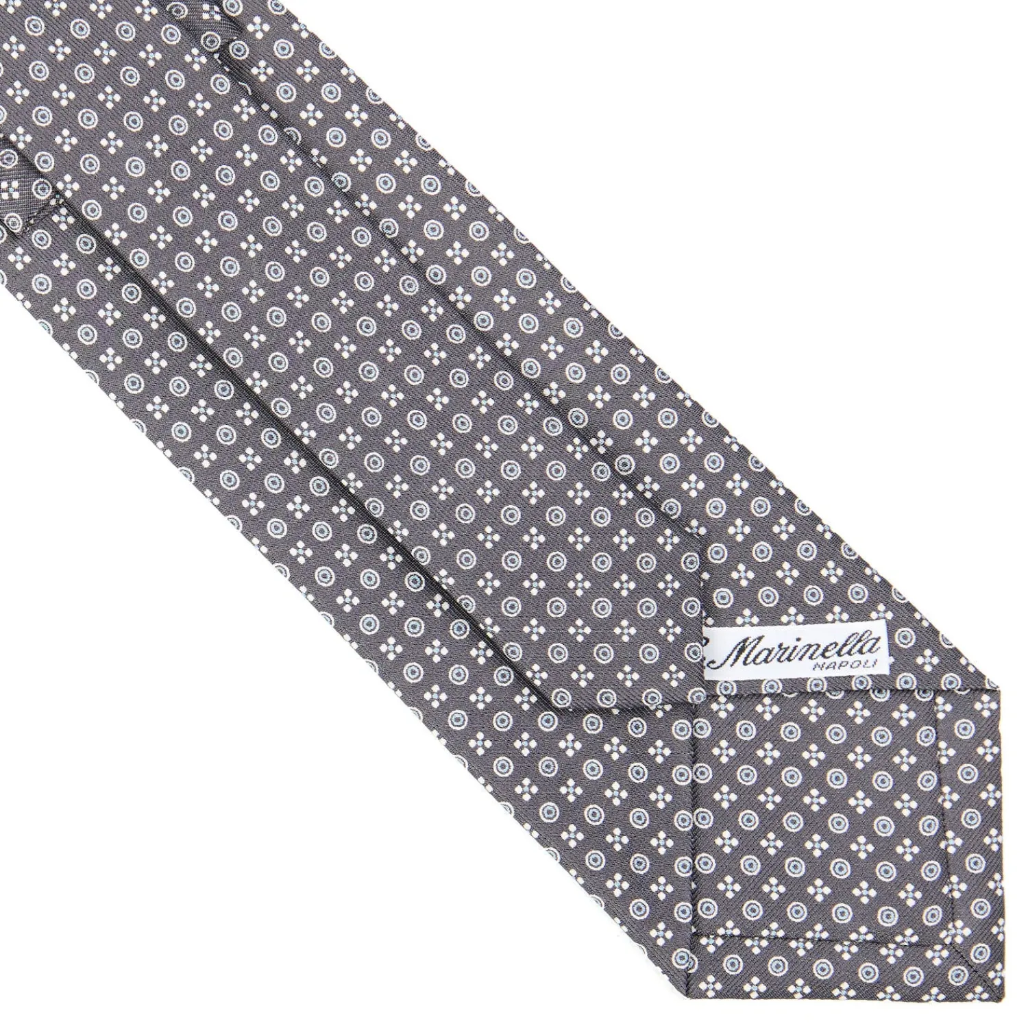 E.Marinella CRAVATTE|Cravatte In Seta Stampata|CRAVATTA SARTORIALE CLASSICA IN SETA GRIGIO SCURO Microfantasia fiore
