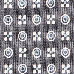 E.Marinella CRAVATTE|Cravatte In Seta Stampata|CRAVATTA SARTORIALE CLASSICA IN SETA GRIGIO SCURO Microfantasia fiore