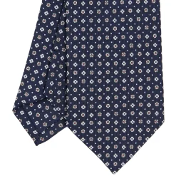 E.Marinella CRAVATTE|Cravatte In Seta Stampata|CRAVATTA SARTORIALE CLASSICA IN SETA BLU SCURO Microfantasia fiore