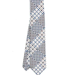 E.Marinella CRAVATTE|Cravatte In Seta Stampata|CRAVATTA SARTORIALE CLASSICA IN SETA BIANCA Patchwork