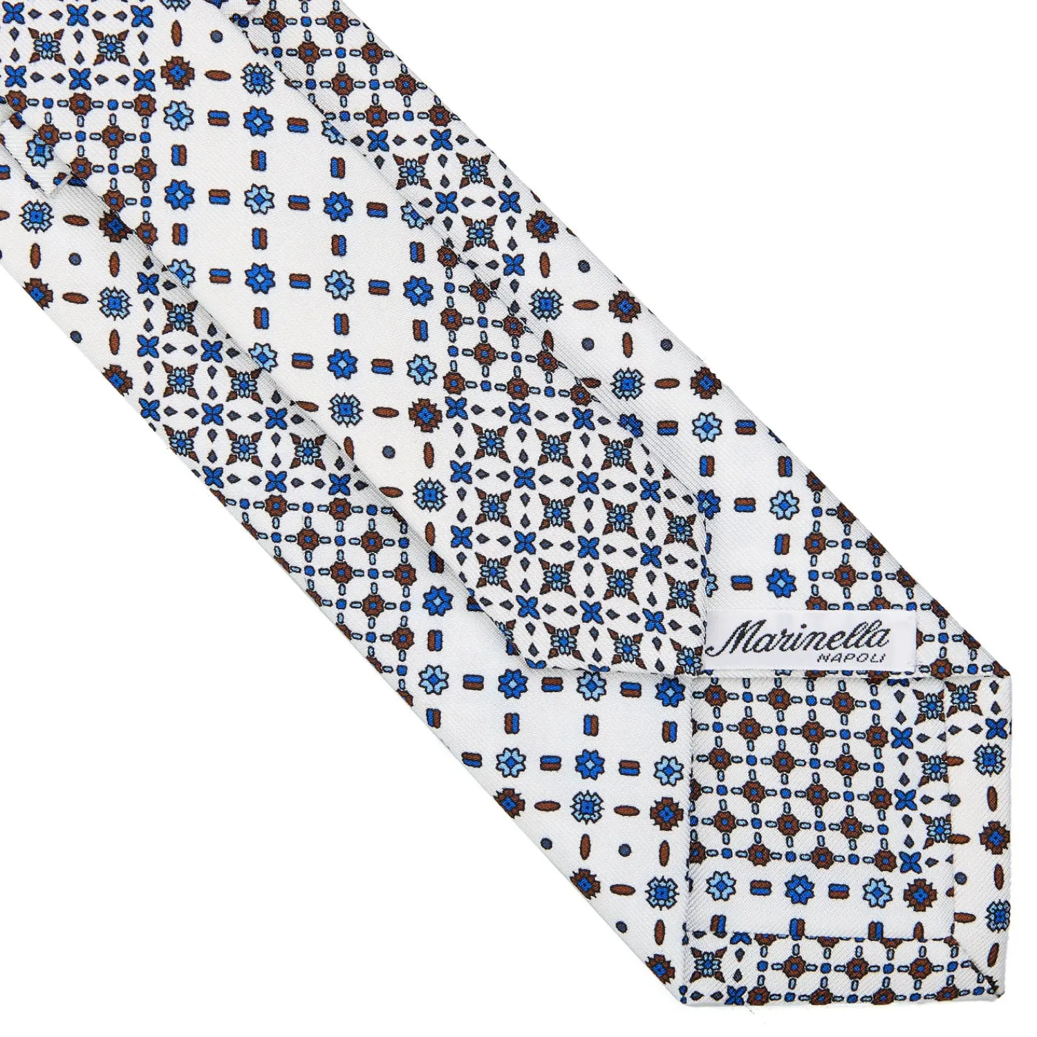 E.Marinella CRAVATTE|Cravatte In Seta Stampata|CRAVATTA SARTORIALE CLASSICA IN SETA BIANCA Patchwork