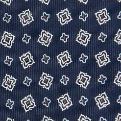 E.Marinella CRAVATTE|Cravatte In Seta Stampata|CRAVATTA SARTORIALE CLASSICA IN SETA BLU SCURO Microfantasia fiore