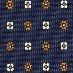 E.Marinella CRAVATTE|Cravatte In Seta Stampata|CRAVATTA SARTORIALE CLASSICA IN SETA BLU SCURO Microfantasia fiore