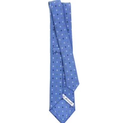 E.Marinella CRAVATTE|Cravatte In Seta Stampata|CRAVATTA SARTORIALE CLASSICA IN SETA AZZURRO POLVERE Microfantasia fiore