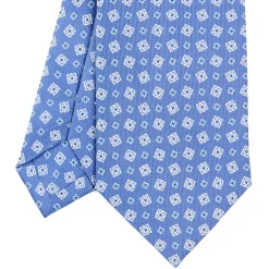 E.Marinella CRAVATTE|Cravatte In Seta Stampata|CRAVATTA SARTORIALE CLASSICA IN SETA AZZURRO POLVERE Microfantasia fiore