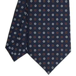 E.Marinella CRAVATTE|Cravatte In Seta Stampata|CRAVATTA SARTORIALE CLASSICA IN SETA BLU SCURO Microfantasia fiore