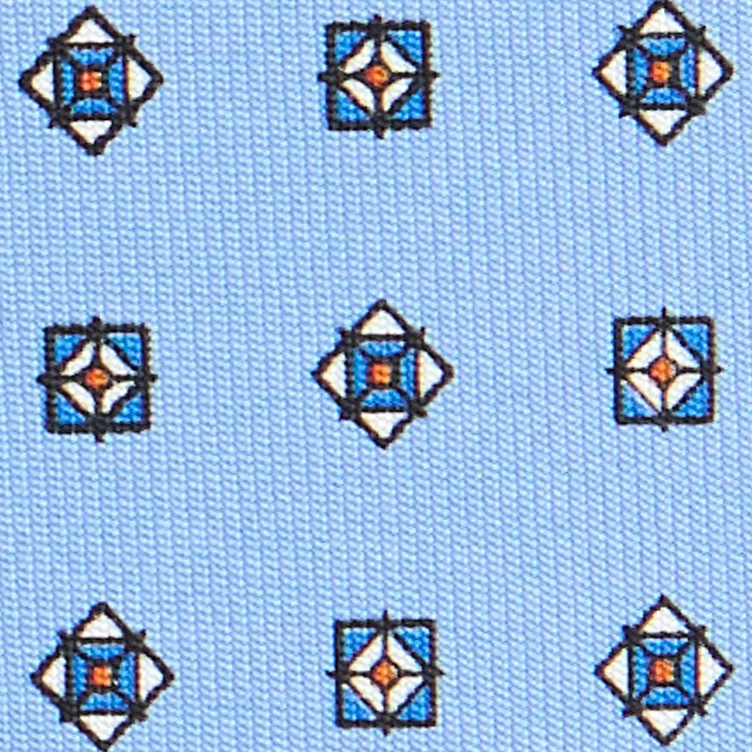 E.Marinella CRAVATTE|Cravatte In Seta Stampata|CRAVATTA SARTORIALE CLASSICA IN SETA AZZURRA Microfantasia fiore