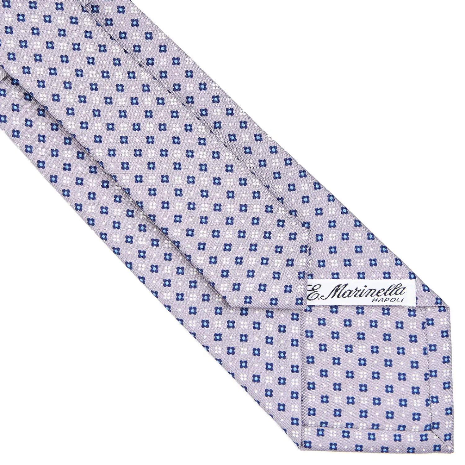 E.Marinella CRAVATTE|Cravatte In Seta Stampata|CRAVATTA SARTORIALE CLASSICA IN SETA GRIGIO CHIARO Microfantasia fiore