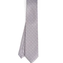 E.Marinella CRAVATTE|Cravatte In Seta Stampata|CRAVATTA SARTORIALE CLASSICA IN SETA GRIGIO CHIARO Microfantasia fiore