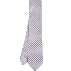 E.Marinella CRAVATTE|Cravatte In Seta Stampata|CRAVATTA SARTORIALE CLASSICA IN SETA GRIGIO CHIARO Microfantasia fiore