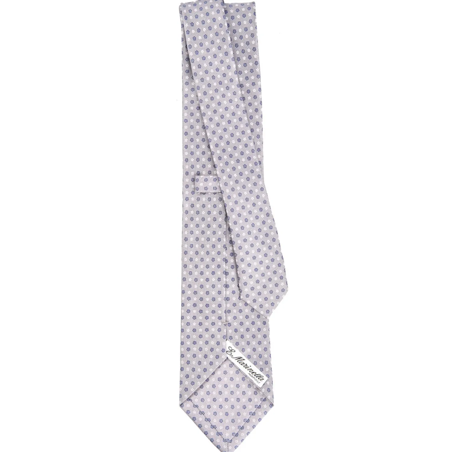 E.Marinella CRAVATTE|Cravatte In Seta Stampata|CRAVATTA SARTORIALE CLASSICA IN SETA GRIGIO CHIARO Microfantasia fiore