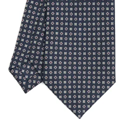 E.Marinella CRAVATTE|Cravatte In Seta Stampata|CRAVATTA SARTORIALE CLASSICA IN SETA BLU SCURO Microfantasia fiore