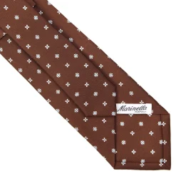E.Marinella CRAVATTE|Cravatte In Seta Stampata|CRAVATTA SARTORIALE CLASSICA IN SETA MARRONE SCURO Microfantasia fiore