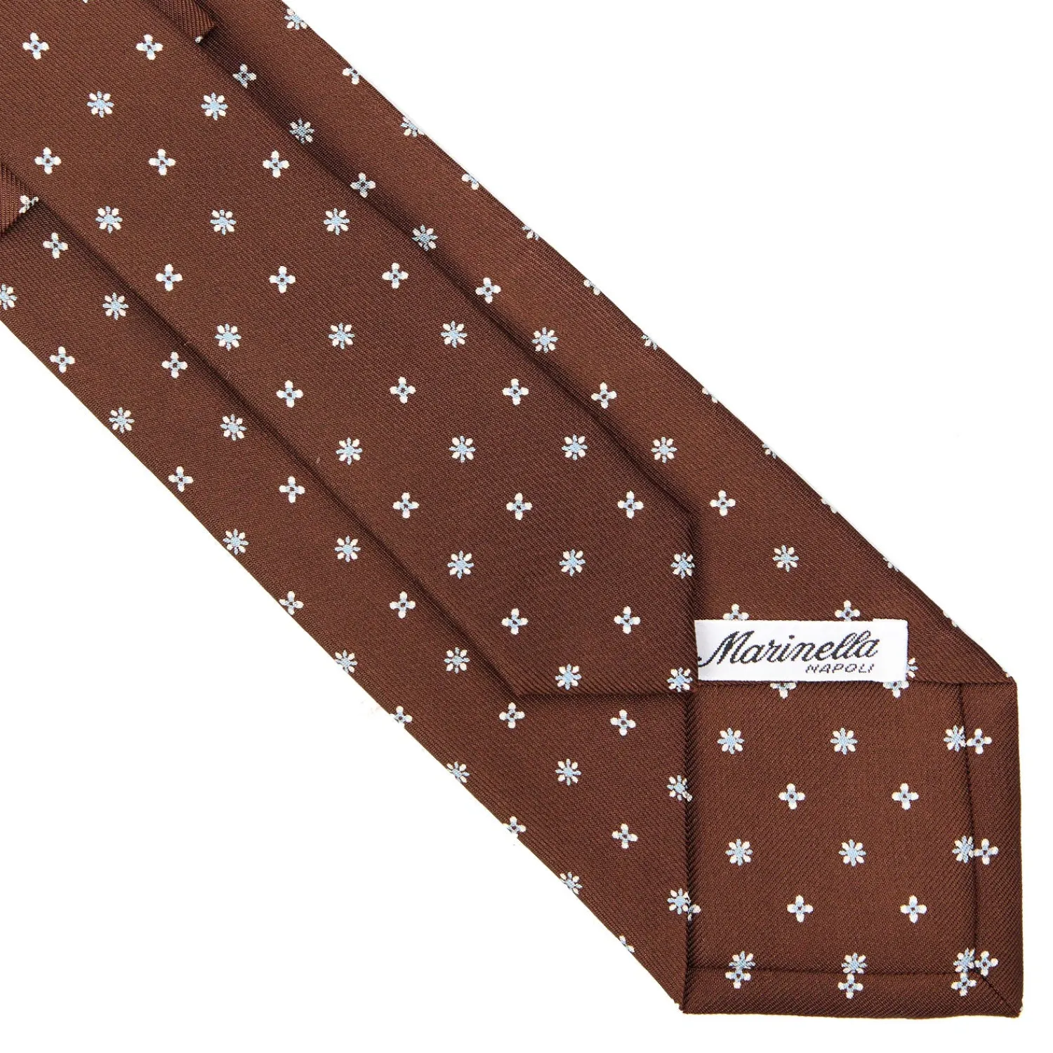 E.Marinella CRAVATTE|Cravatte In Seta Stampata|CRAVATTA SARTORIALE CLASSICA IN SETA MARRONE SCURO Microfantasia fiore