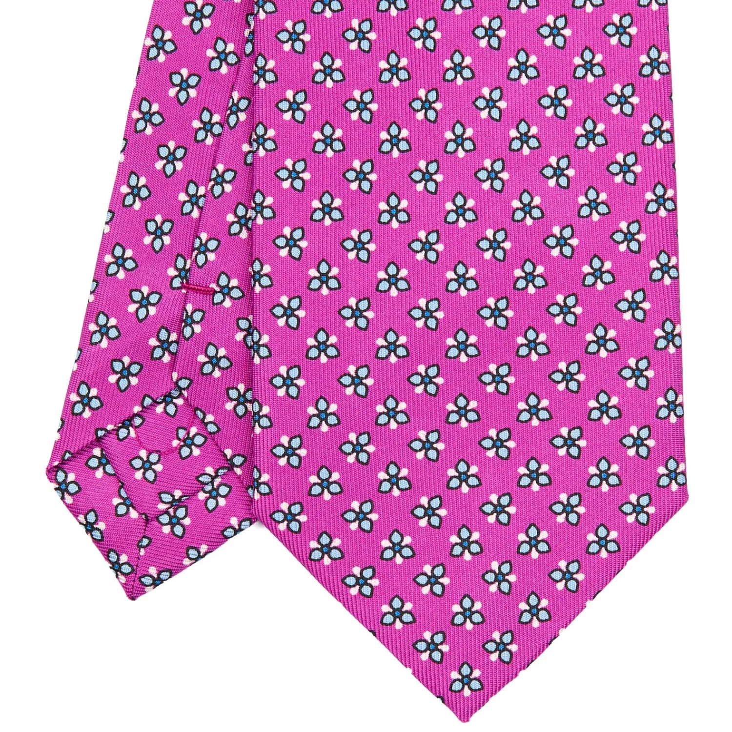 E.Marinella CRAVATTE|Cravatte In Seta Stampata|CRAVATTA SARTORIALE CLASSICA IN SETA FUCSIA Microfantasia fiore