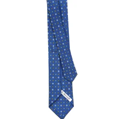 E.Marinella CRAVATTE|Cravatte In Seta Stampata|CRAVATTA SARTORIALE CLASSICA IN SETA BLU Microfantasia fiore