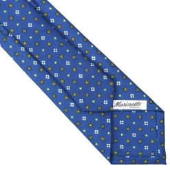 E.Marinella CRAVATTE|Cravatte In Seta Stampata|CRAVATTA SARTORIALE CLASSICA IN SETA BLU Microfantasia fiore