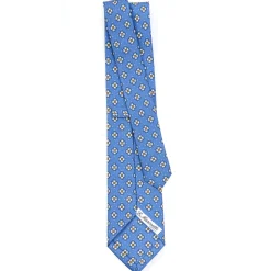 E.Marinella CRAVATTE|Cravatte In Seta Stampata|CRAVATTA SARTORIALE CLASSICA IN SETA AZZURRO POLVERE Microfantasia fiore