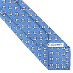 E.Marinella CRAVATTE|Cravatte In Seta Stampata|CRAVATTA SARTORIALE CLASSICA IN SETA AZZURRO POLVERE Microfantasia fiore