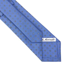 E.Marinella CRAVATTE|Cravatte In Seta Stampata|CRAVATTA SARTORIALE CLASSICA IN SETA AZZURRO POLVERE Microfantasia fiore