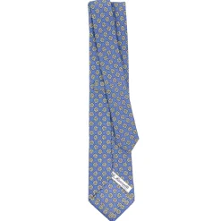 E.Marinella CRAVATTE|Cravatte In Seta Stampata|CRAVATTA SARTORIALE CLASSICA IN SETA AZZURRO POLVERE Microfantasia fiore