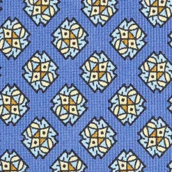 E.Marinella CRAVATTE|Cravatte In Seta Stampata|CRAVATTA SARTORIALE CLASSICA IN SETA AZZURRO POLVERE Microfantasia fiore